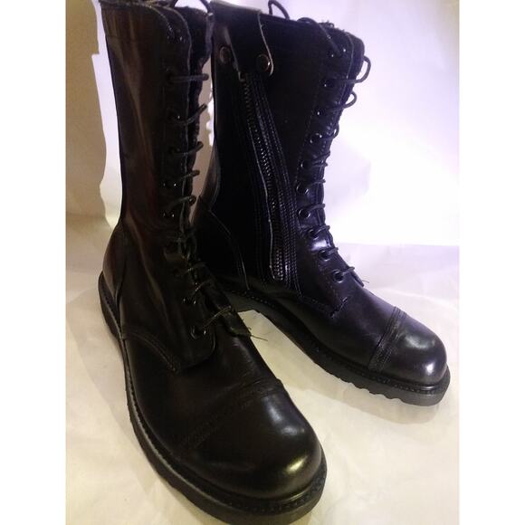 A pair of Vintage Black Military lace and zippe motorcycle Boots Sz 9w8 USA Made main image 10